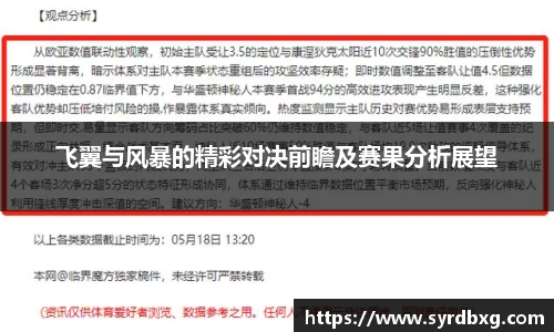 飞翼与风暴的精彩对决前瞻及赛果分析展望